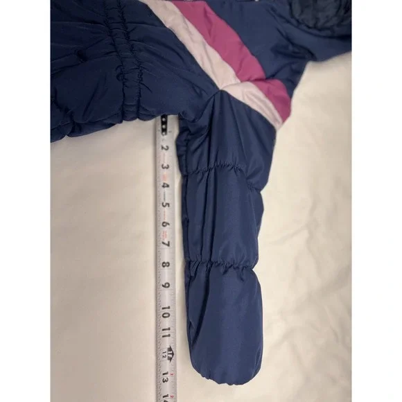 OshKosh B'gosh Winter Jacket Girls Coat Size 5/6 Cute!! Blue Pink Retro Stripes - Picture 5 of 13